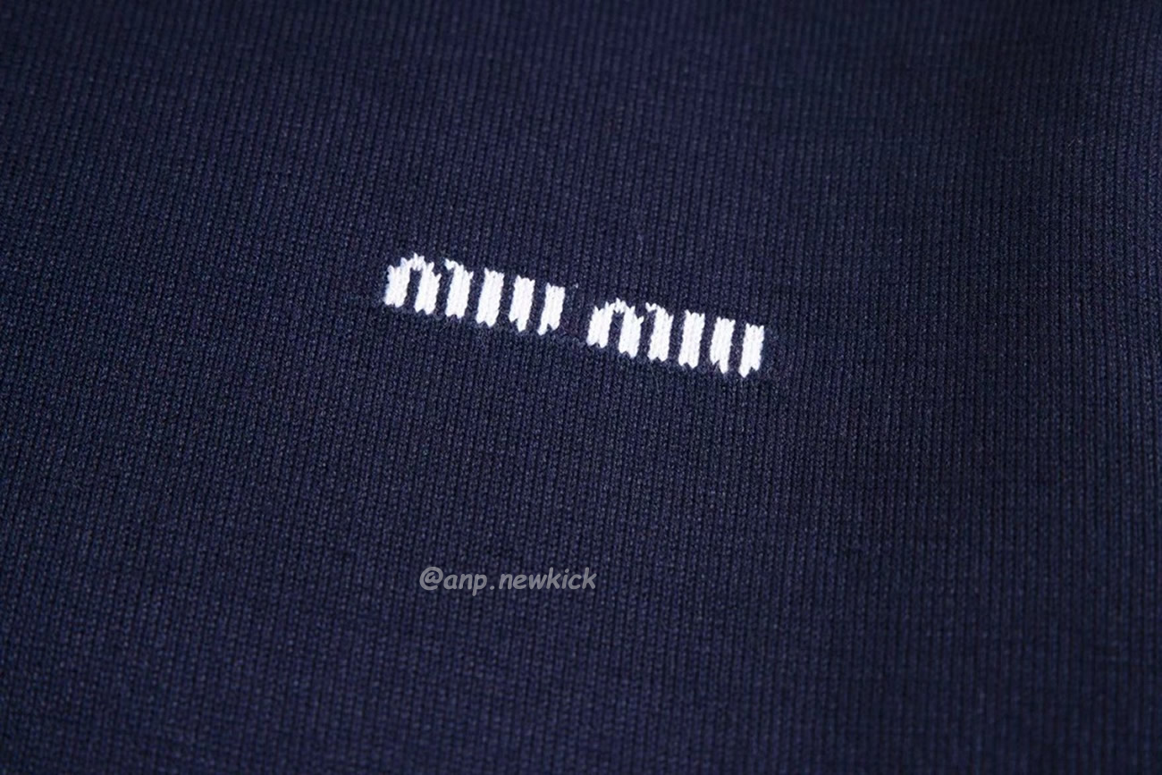 Miu Miu Logo Embroidery Polo Top In Navy (7) - newkick.org